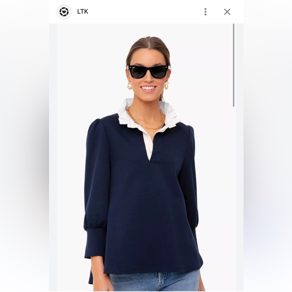 Tuckernuck Pomander Place Navy Charlotte Terry Top